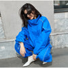 Women Solid Zip Up Two Piece Set High Neck Loose Jacket Wide Leg Track Pants Spring Autumn Casaual Hip Hop Outfit