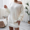 Sexy Wrap Hip Sweater Dresses Women Loose Korean Casual Knitted Dress Autumn Winter Lantern Sleeve Comfortable Female Short Gown