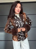 Leopard Print Women's Faux Fur Jacket Stand Neck Full Sleeve Slim Fitted Cropped Coats Female Autumn Winter Vintage Outwear