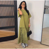Solid Color Loose Fit Flare Sleeve Tiered Dress Crew Neck Ruffle Hem Pleated Long Maxi Dresses Spring Chic Casual Outwear