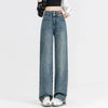 Woman Korean Double Buckle Design Jeans Female Winter Snow Warm Thermal Plush Pants Girls High Waist Denim Trousers