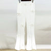 High Street Designer Trousers Women Flowers Appliques Pants
