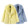 Faux Fur Women's Coat Turn down Collar Long Sleeve Button Pocket Soft Overcoat Thick Warm Winter Outerwear for Ladies