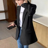 Vintage Double-Breasted Suit Jacket Female Solid Casual Long Sleeve Notched Blazer Ladies Korean Design Sense Blazers Outwear