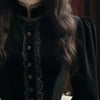 French Style Velvet Long Dresses Black Autumn Winter Vintage Vestidos Mujer Stand Collar Solid Elegant Women Dress