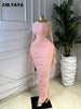 Women Ruffles Long Sleeve Ruched Stacked Bodycon Maxi Long Dress Vacation Party Birthday Long Dresses Vestidos