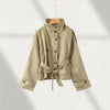 Elegant Double Belt Women Windbreaker Casual Khaki Long Sleeve Lapel Button Female Jacket Autumn Winter Lady Streetwear