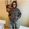 Vintage Stand Collar Plaid Coat Women's Single Breasted Long Sleeve Pocket Classic Jacket Autumn Lady Chic Streetwear