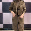 Spring Autumn Jacquard Twists Cardigan Sweater Large Size Women Long Hooded Single Breasted Knitted Cardigan Coat M-5XL