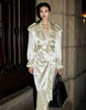 Spring Autumn Long Shiny Flowy Soft Satin Trench Coat for Women Belt Double Breasted Elegant Designer Closthes