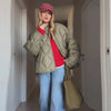 Solid Women's Cotton Coats O-Neck Full Sleeve Loose Zippers Lady Thicken Padded Coat Winter Casual Female Jackets