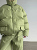 Bright Red Hooded Puffer Jacket Oversized Collar Horizontal Quilted Thick Padded Cropped Coats Women's Down Winter Jackets Warm