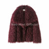 Winter Lulicore Brown Faux Fur Coat Women Chic Autumn Warm Fluffy Sheep Fur Jacket Big Fur Collar Overcoat