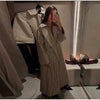 Women Casual Plaid Windbreaker Turn-down Collar Long Sleeve Belt Waist Jacket Spring High Street Lady Commute Coat