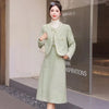 Elegant Tweed Two Piece Set for women Tassel Long Sleeve Jacket Coat + High Waist Skirt Sets Office Lady Suit