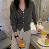 Korean version of autumn cashmere V-neck cardigan women loose short solid color sweater knit sweater simple coat