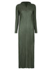 Pleated Long Sleeve V-neck Dress Women Spring Korean Designer Casual Black Dresses Elegant Aesthetic Clothes