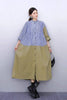 Autumn Women's Dress Loose Patchwork Striped Shirt Dress Versatile Age-Reducing