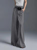 Urban Female Business Suit Pants Black White Loose Straight Pant High-Waist Pleated Split-Front Trousers