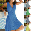 Dresses for Women Casual Plus Size Women's Floral Wrap V Neck Midi Dress A Line Swing Cap Sleeve Midi Vestidos De Fiesta