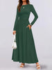Autumn Women Long Sleeve Maxi Dress Comfortable Fit Ruched Detail Multi Color for Casual Everyday Wear