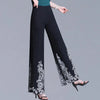 Double Layer Printed Chiffon Wide Leg Pants For Women SummerNew High Waisted Loose Dance Swing Pants Drooping Skirt Female Pants