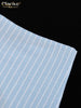 Loose Blue Stripe Women's 3 Pieces Set Elegant Long Sleeve Shirt + Corset With High Waist Wide Pants Set