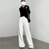 Korean White Suit Pants Women Casual Loose High Waisted Wide Leg Pants Ladies Simple All-Match Office Straight Trousers
