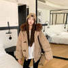 Warm Down jacket Ladies Pai Overcome Winter Cotton Padded Coat Women Parkas Horn Hooded Outcoat Big fur collar Overcoat