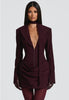 Strong Shoulder Blazer Dress for Women Winter Belted Waist Dress Draped Hem Business Evening Dress Party