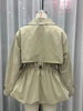 Women's Khaki Short Trench Coat Chic Lapel Collar Single Button Drawstring Waist Adjustable Oversized Jacket Commuting Outerwear