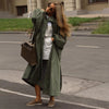 Oversized Solid Wome's Long Trench Coat Puff Sleeve Side Slit Maxi Windbreaker Lapel Single Breasted Lady Autumn Tench Coats