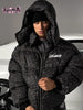 Winter Warm Leopard Print Diamond Puffer Parkas Women's Hip Hop Hooded Zip Up Oversized Padded Coat Streetwear Vintage Jackets