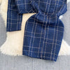 Autumn Dress Suit Women Korean Chic Blue Tweed Jacket + Vest Dress Elegant 2 Piece Set Long Sleeve Cropped Coat