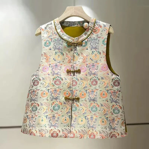 Women's Jackets Women's Vests Spring and Autumn Chinese Style Retro Jacquard Vest Coat Women's High-grade Sense Vest Coat