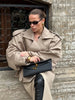 Women Lace Up Belt Trench Coat Chic Solid Lapel Full Sleeve Pocket Short Windbreaker Jacket Spring Lady Street Outerwear
