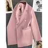 Women Suit Blazer Elegant Coat Spring Autumn Korean Blazer Double Breasted Jacket Solid Ladies Tops Clothes