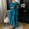 Spring Ruffled Lantern Sleeve Pleated Dress Atmospheric Design Sense Pleated Long Dresses Women's Clothing
