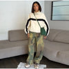 Women Camouflage Cargo Long Pants High Waist Wide Leg Drawstring Hem Baggy Trousers Autumn Casual Chic Vintage Streetwear