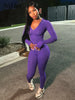 Sporty Casual 2 Piece Set Women Tracksuit Hooded Zip Crop Tops+Leggings Fitness Soft Stretch Streetwear Activity Suit