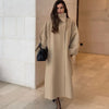 Chic Stand Collar Long Woolen Coats Women Loose Puff Sleeve Single Breasted Solid Warm Overcoat Autumn Winter Lady Outwear