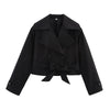 women's British wind trench coat style double-breasted long sleeve belt lapel jacket short coat