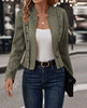 Spring Auutmn Jacket Blazer Coat Double-breasted Stand Collar Buttons Slim Long Sleeves Retro Cardigan Women Outdoor Suit Jacket