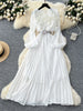 Spring Autumn Elegant Dress for Women French Mushroom Edge Crimping Loose Chiffon Long Sleeve Long Dress C141
