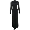 Ruched Elegant Maxi Dress Women Daily Casual Skinny Full Sleeve Solid Gown Midnight Prom Party Long Bodycon
