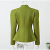 Women Long Sleeve Short Jackets Stand Neck Button Waist-cinching Chic Blazer Lady Commute Street Outerwear