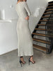 Women Spring Autumn Solid Color Bodycon Knit Dress Long Sleeve Crew Neck Ribbed Dress Slim Fit Long Dress