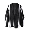 Women Black Irregular Color-block Big Size Blazer Lapel Long Sleeve Jacket Tide Spring Autumn 1DF308001