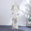 Sexy Print Women Long Dress Urban V-neck Single Breasted Ruffles Half Sleeve Female Dresses Spring Autumn Lady Robe