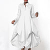 Spring Women Elegant Red Party Evening Midi Dresses Long Sleeves Loose Solid Color Stand Collar Prom Gown